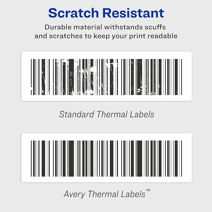 Avery Thermal Roll Labels, 1" x 2-1/8", White, 500 Address Labels Per Roll, 4 Rolls (4185)