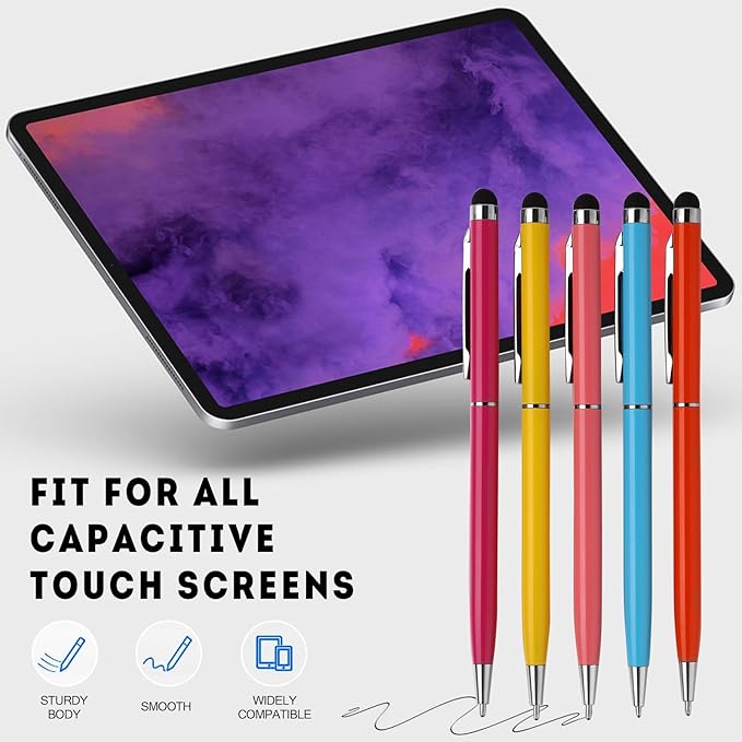 15 Pack Stylus Pens for Touch Screens Stylus Pen Compatible with Phone Tablets Kindle and Black Ink Ballpoint Pens-2 in 1 Stylists pens for Touch Screens