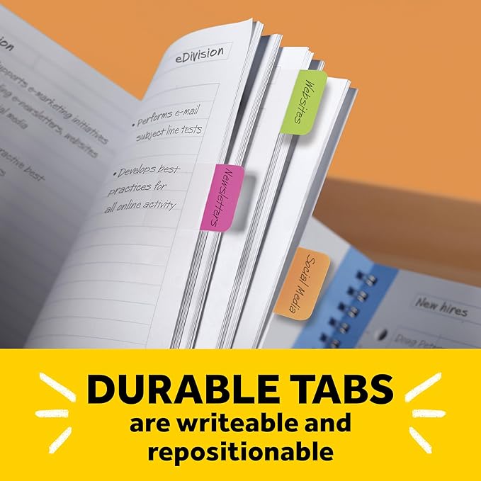 Post-it Tabs, 2 in Angled Solid, Assorted Primary Colors, 6 Tabs/Color, 4 Colors, 24 Tabs/Pack (686A-ALYR)