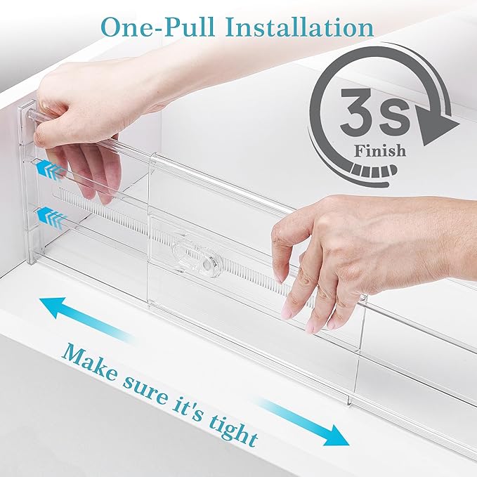 Vtopmart 4 Pack 6" Tall Upgrade Drawer Dividers for Big and Deep Drawer, 12.8"-22.3" Adjustable Expandable Dresser Drawer Organizer, Clear Plastic Separators for Dresser, Baby Supplies, Kitchenware