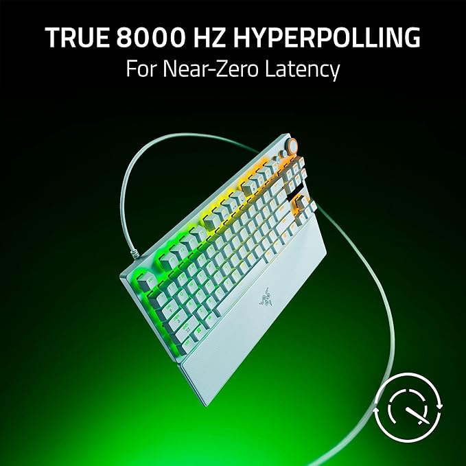 Razer Huntsman V3 Pro TKL 8KHz Esports Gaming Keyboard: Analog Optical Switches Gen 2-8000 Hz Polling Snap Tap - Rapid Trigger - Adjustable Actuation - Media Controls - PBT Keycaps - White