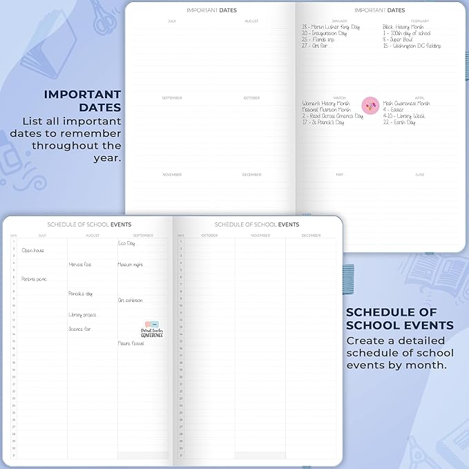 Clever Fox Teacher Planner – School Year Planner with Calendars & Lesson Plans – Book for Classroom & Homeschool Organization, A4 (Periwinkle)