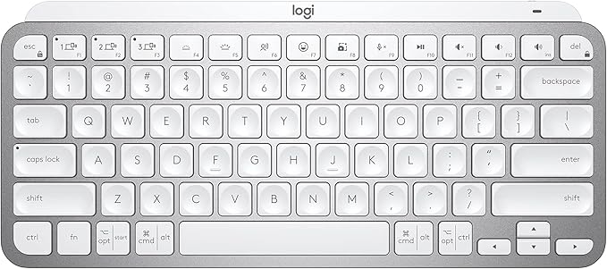 Logitech MX Keys Mini Minimalist Wireless Illuminated Keyboard, Compact, Bluetooth, Backlit, USB-C, Compatible with Apple macOS, iOS, Windows, Linux, Android, Metal Build - Pale Gray