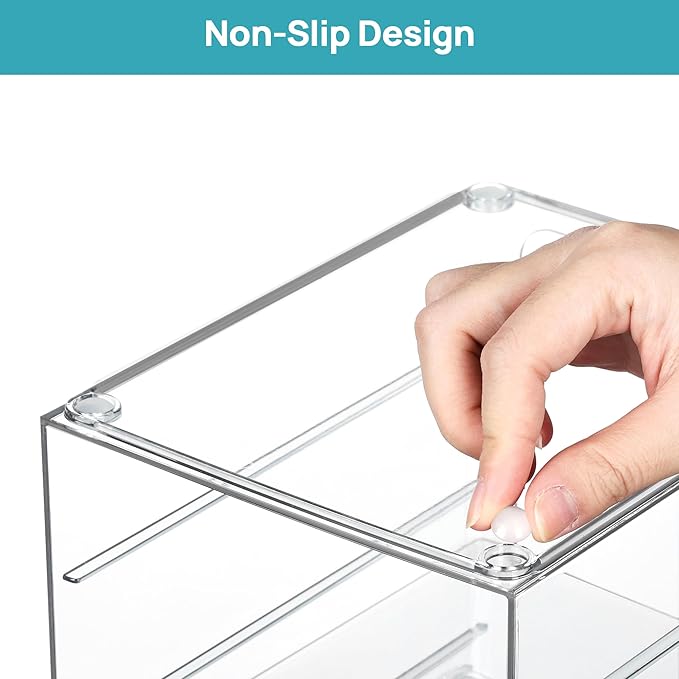 Vtopmart Acrylic Organizer with 8 Drawers, Desk Organizers and Accessories, Clear Makeup Organization, Dustproof Storage Drawers for Office Art Craft Supplies