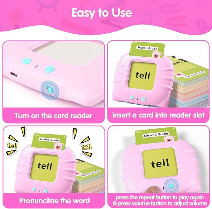 QuTZ ABC Flash Cards for Toddlers 2-4, Autism Toys, Speech Therapy Educational Cards with 272 Words for Boys and Girls