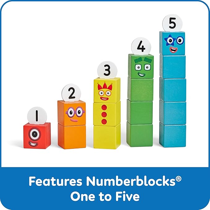 hand2mind Numberblocks One to Five Wooden Blocks, Wood Building Blocks for Toddlers 2-4 Years, Stacking Toys, Montessori Math Materials, Color Sorting Daycare Toys, Preschool Learning Activities