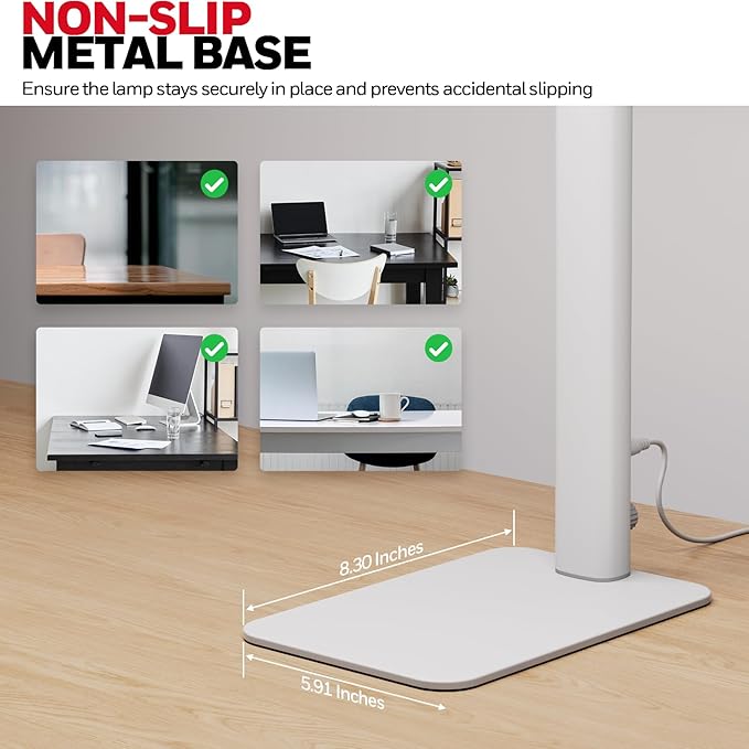 Honeywell LED Desk Lamp with Base - HJ1WT Sunturalux Eye-Caring Architect Desk Lamp for Home Office, 1200LM Computer Desk Light 4 Color Modes Stepless Dimming Task Desk Light with Timer Function White