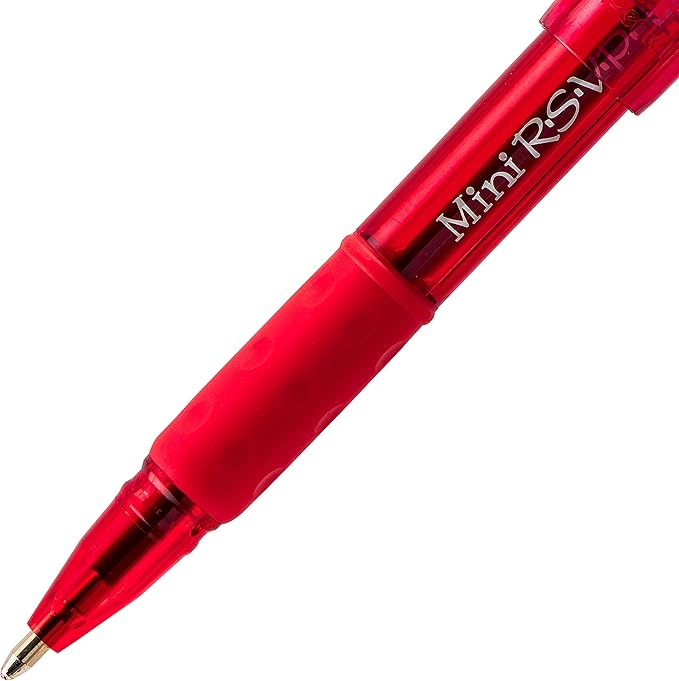 Pentel RSVP Mini Ballpoint Pen, (1.0mm) Medium Line, Red Ink, 12 pack (BK91MNB-B)
