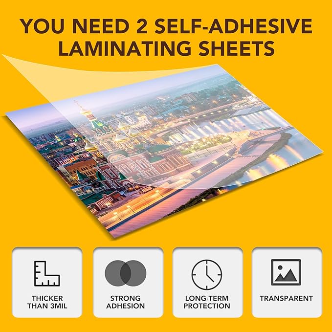 180 PCS Self-Adhesive Laminating Sheets, 9 x 12 Inches Self Adhesive Contact Paper, No Heat No Machine Needed Self Sealing Laminate Sheets