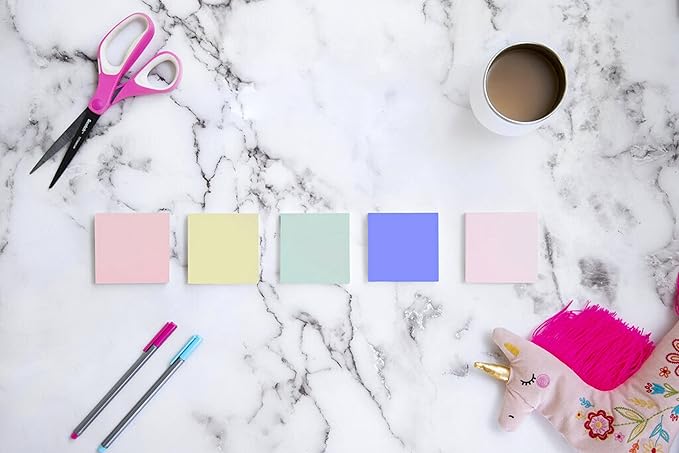 Post-it Greener Notes, 3x3 in, 24 Pads, America's #1 Favorite Sticky Notes, Sweet Sprinkles Collection, Pastel Colors, Clean Removal, 100% Recycled Material (654R-24CP-AP)