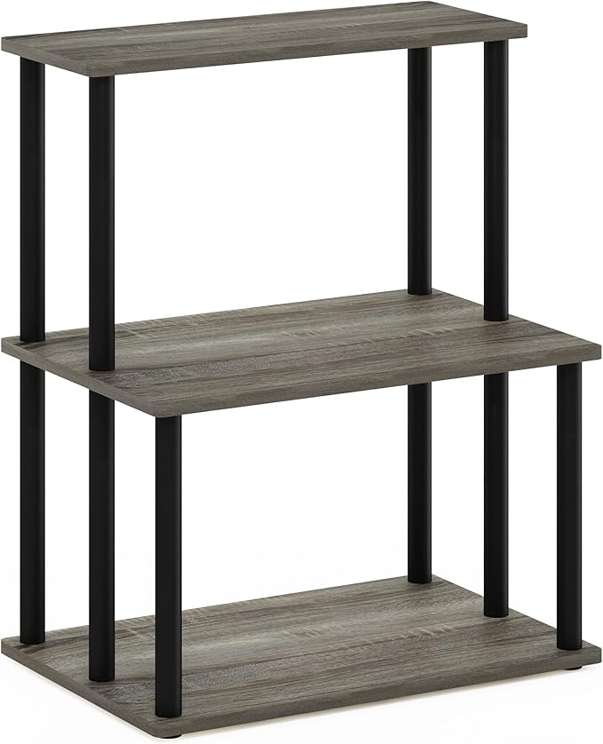 Furinno Turn-N-Tube 3-Tier Toolless Kitchen Storage Shelf, French Oak Grey/Black
