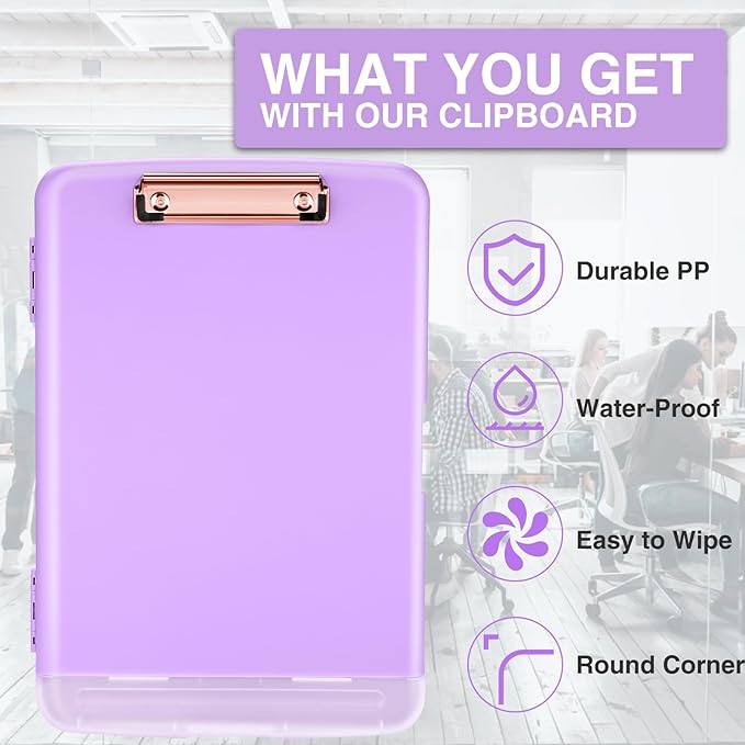 Sooez Clipboard with Storage, High Capacity Nursing Clipboard with Pen Holder, Clip Boards 8.5x11 with Storage, Low-Profile Clip, Lightweight Plastic Clipboard for Teachers, Lawers, Office Workers