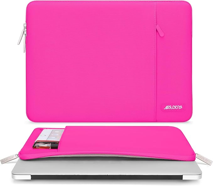 MOSISO Laptop Case 13 inch, 13 inch Laptop Sleeve Compatible with MacBook Air M4 M3 M2 M1 2025-2018 / Pro M2 M1 2025-2016, Polyester Vertical Computer Sleeve Bag with Pocket, Bright Rose