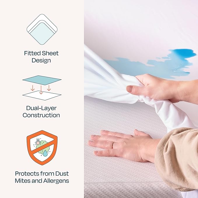 Linenspa Waterproof Mattress Protector, Full XL Size – Fitted Sheet Style, Breathable, Machine Washable & Dryer Safe, White