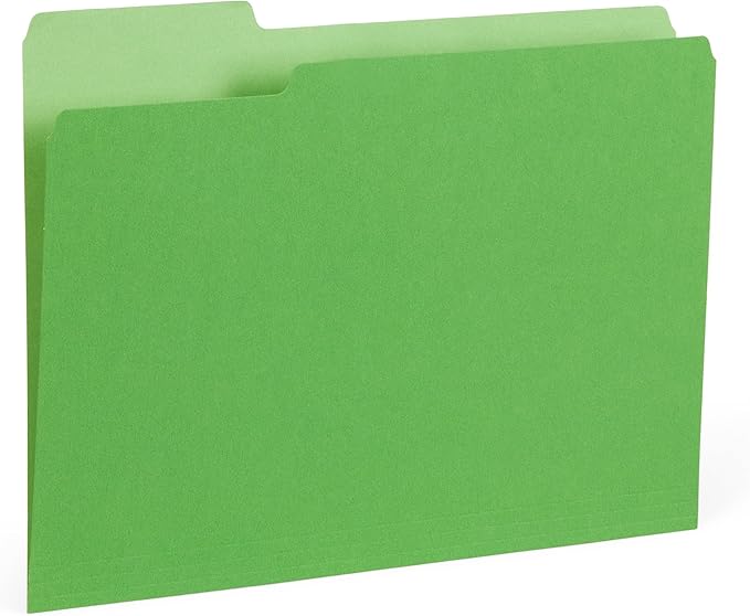 100 Blue Summit Supplies Colored File Folders - Ocean Tone Colors, 1/3 Cut Tabs, Letter Size, 11pt Durable Paper, Decorative Colored File Folders for Files, 100 Pack