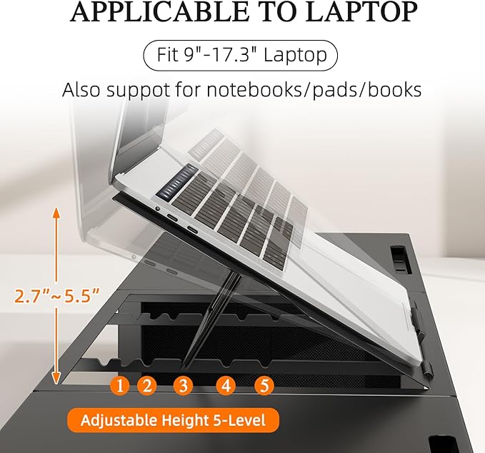 WESTREE Monitor Stand Riser with Adjustable Laptop Stand Riser, Steel Frame Dual Monitor Stand with Two Drawers for 2 Monitors, Desktop Oraganizer Stand for Computer,Laptop,Screen