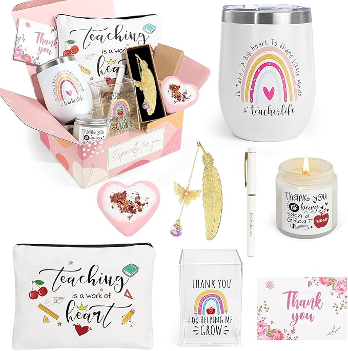 UAREHIBY Teacher Valentines Gifts,Teacher Appreciation Gifts for Women with 12 OZ Teachers Tumbler for Teachers Birthday,Back to School Gift from Students,Thank You Gifts,Christmas Gift