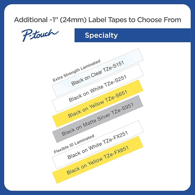 Brother P-touch TZe-ML55 White Print on Premium Matte Gray Laminated Tape 24mm (0.94”) wide x 8m (26.2’) long