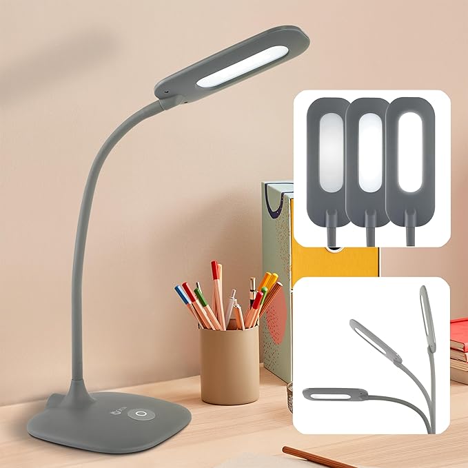 OttLite LED Soft Touch Desk Lamp - 3 Brightness Settings with Energy Efficient Natural Daylight LEDs - Adjustable Flexible Neck & Touch Controls for Tabletops, Home Office, Computer Desk, & Dorms
