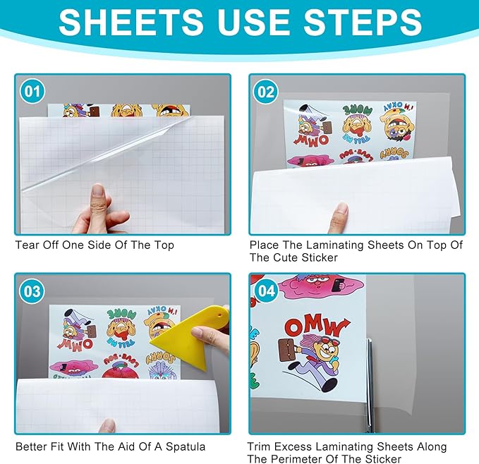 T&W SAME FILM 60 Pack Self Adhesive Laminating Sheets, 4mil, 8 x 11 Inch Laminator Sheets, Self Sealing Laminating Sheets for Laminator, Round Corner, No Heat, No Machine Needed