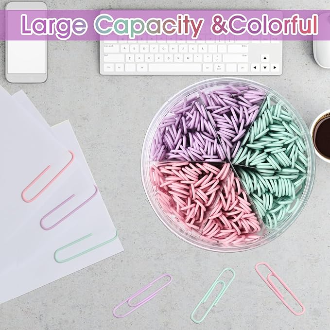 Pastel Jumbo Paper Clips, 300pcs 2 Inch (50 mm) Paper Clip Paperclips Soft Color Clips for Paperwork Ideal for Home, School and Office Use (Pastel, 2 Inch)