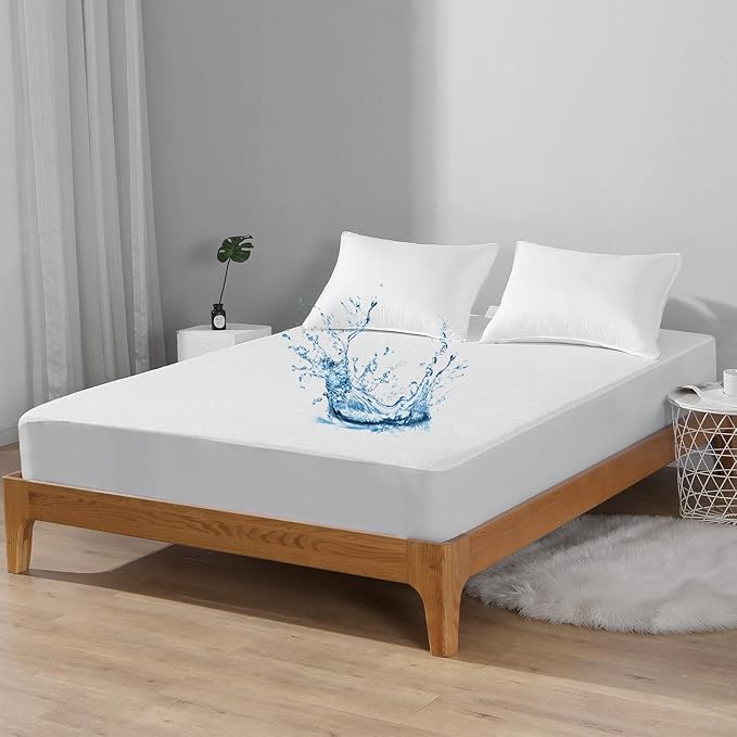 Bedecor 2 Packs Twin Mattress Protector Waterproof Protection Soft Cotton Terry Top Cover,for Babies Pregnant Women Incontinent Persons Deep Pocket to 18"