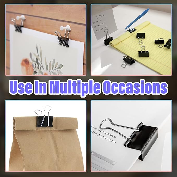40 Pack Small Binder Clips - 3/4 Inch / 19mm Black Metal Paper Clamps for Office, School, Home, DIY, Business - File Clips, Teacher Supplies