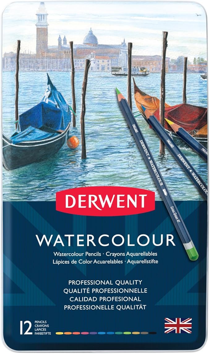 Derwent Colored Pencils, Watercolour, Water Color Pencils, Drawing, Art, Metal Tin, 12 Count (32881) (Pack of 2)