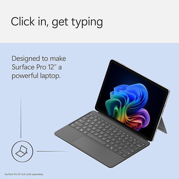 Microsoft Surface Pro Keyboard for Surface Pro 12" Device, Keyboard Only, Alcantara Material, Slate