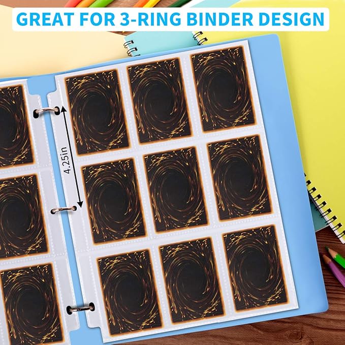 9 Pocket Page Protector - 648 Pockets Premium Double Side Trading Card Sleeves Pages for 3 Ring Binder, Standard Size Card Sheets Protectors
