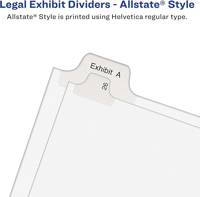 Avery 1-25 Legal Exhibit Dividers for 3 Ring Binders, 25-Tab Sets, Allstate Style, 5 Binder Divider Sets (24761)