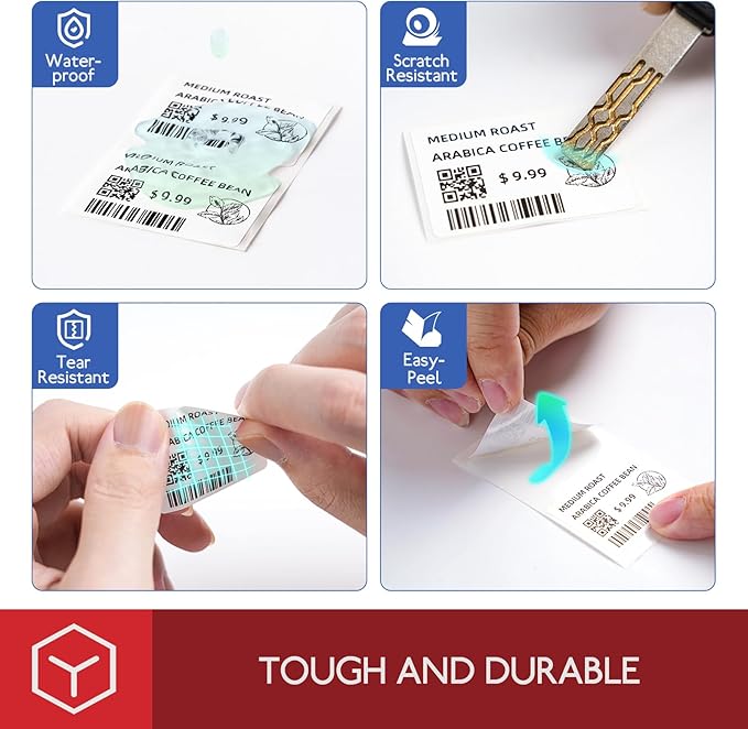 Phomemo [3x230 pcs] Labels Square Series, 3 Rolls 1.57''x1.18'' (40x30mm) M110 M100 M220 M221 Labels, White, 230 Pieces/Roll, Also Support Phomemo Thermal Shipping Printer