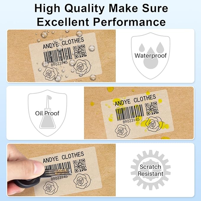 3 Rolls Phomemo Transparent Labels, 1.57'' x 2.36'' (40 x 60mm) Sticker for Phomemo M220 M110 M108 M250 M260 M221 M120 M150 Label Maker, for Barcode, Qr Code, Box, Name