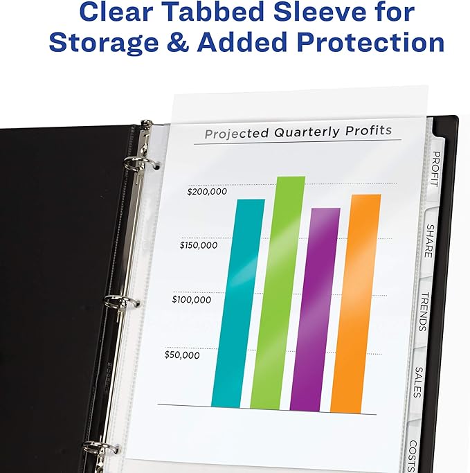 Avery 5-Tab Sheet Protector Dividers, Easy Print & Apply Clear Labels, Index Maker, White Tabs, 1 Set (75500)