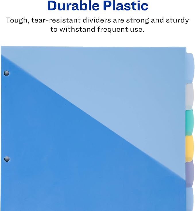 Avery Write & Erase Pocket Plastic Dividers for 3 Ring Binders, 8 Tab Sets, Multicolor, Works with Sheet Protectors (31701) (Pack of 24)