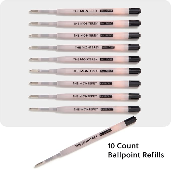 U Brands Monterey Ballpoint Ink Refill, Set of 10, Bold (1.0 mm) Point, Black Ink