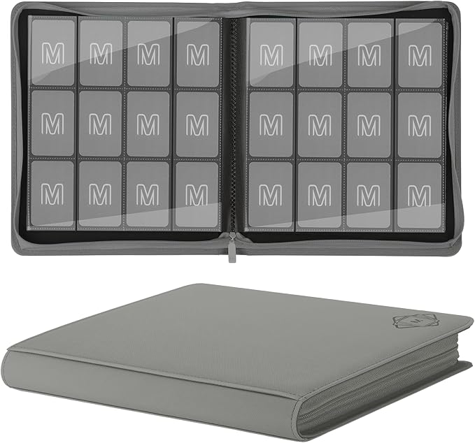 Premium Card Binder 12 Pocket for 720 Pockets Trading Card Binder, PU Zipper Card Collection Album, Sturdy Side-Loading Card Book Holder for MTG, TCG, Game Cards, Sports Cards