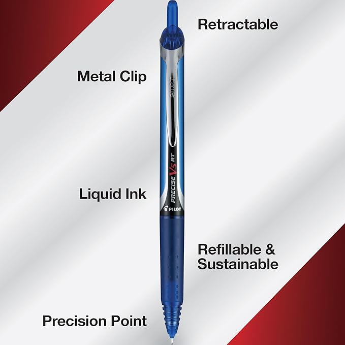Pilot Precise V5 RT Refillable & Retractable Rolling Ball Pens, Extra Fine Point Pens, 0.5 mm, Assorted, Pack of 7 - Ideal for School, Journaling & Office Writing
