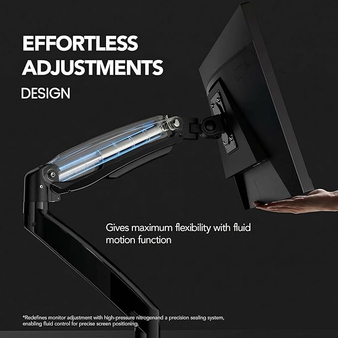 HUANUO Dual Monitor Stand for 13″–40″, Premium Dual Monitor Mount with USB, Height Adjustable Monitor Stand for 2 Monitors, VESA Mount with Clamp/Grommet Base, Holds 26.4lbs per Arm, HNDS7