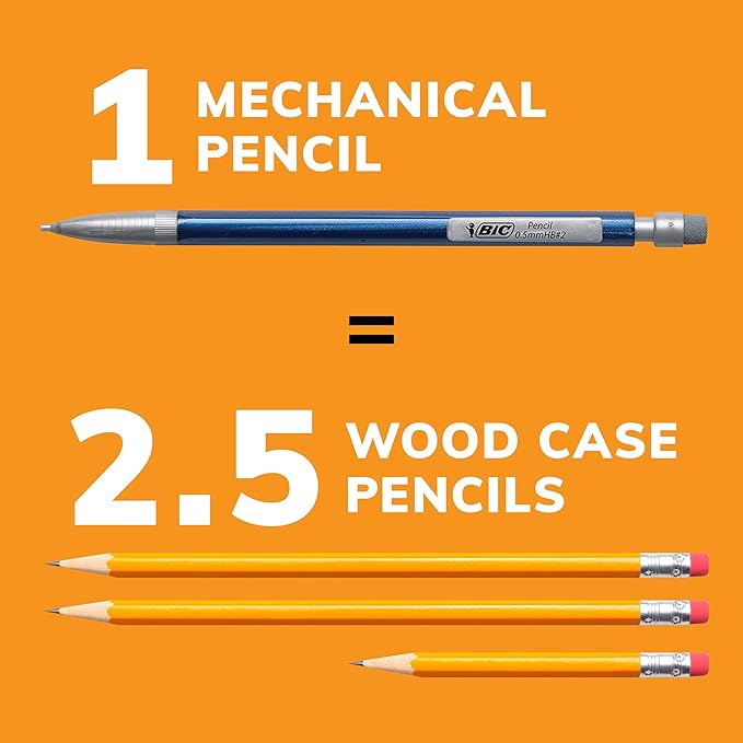 BIC Xtra-Precision Mechanical Pencils with Erasers, Fine Point (0.5mm), 24-Count Pack Mechanical Drafting Pencil Set
