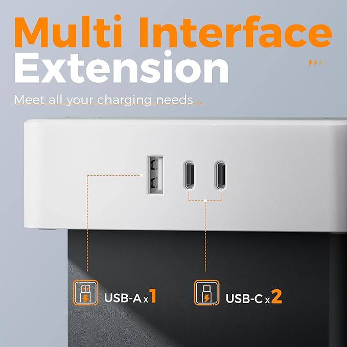 Flat Plug Extension Cord 5 FT, TESSAN Surge Protector Power Strip with 4 AC Outlets 3 USB Ports(2 USB C), 900 Joules Protection, Suitable for Home Office Dorm, Desk Organizers and Accessories