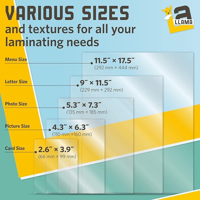 Matte Thermal Laminating Pouches, 9 x 11.5 Inches, 3 Mil Thick, Matte Finish, 50 Pack, Fitted for Letter Size Laminating Sheets 8.5 x 11
