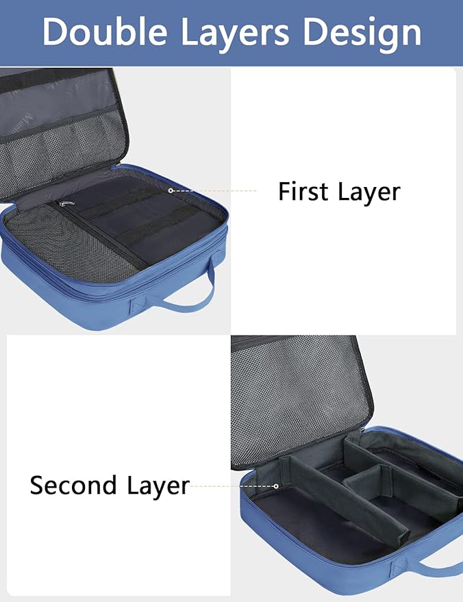 MATEIN Cable Organizer Bag, Large Travel Tech Organizer Water Resistant Electronic Accessories Case with Handle for Tablet, Cables, USB, Hard Drive, Double Layers Travel Gift for Men and Women, Blue
