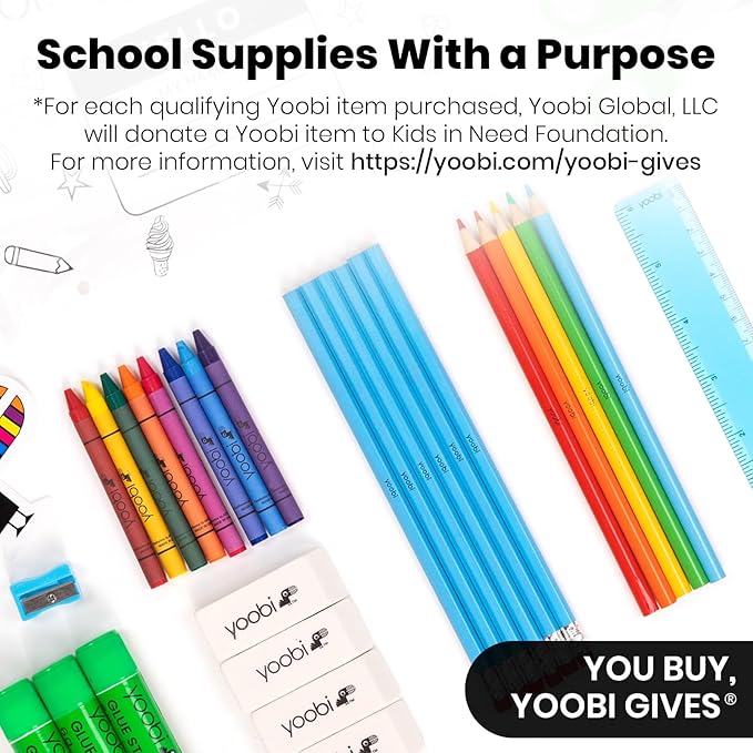 Yoobi .5 Inch Multicolor Binder & 8-Tab Divider Set, 4-Pack of 3-Ring Binders with 2 Pockets, 4-Pack of Binder Organizer Tabs w/Blank Sticky Labels, Perfect for School, Home or Office, 1/2 Inch