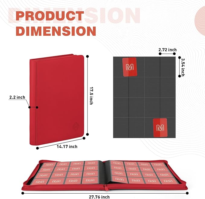 Premium Card Binder 16 Pocket,Trading Card Binder Holds up to 1000+Cards Sturdy Card Collection Album, Card Holder Folders for MTG, TCG, Game Cards & Sports Cards