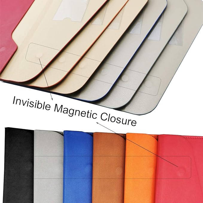 Enyuwlcm PU Leather A4 File Folder Document Holder Waterproof Portfolio Envelope Folder Case with Invisible Magnetic Closure Orange