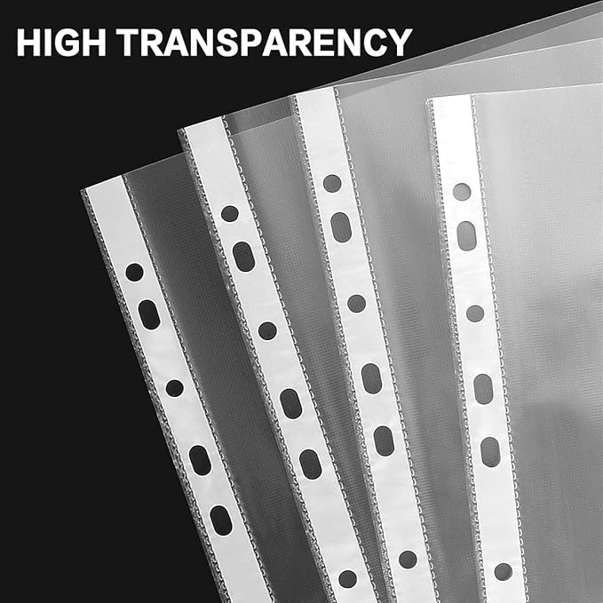 Sheet Protectors, HERKKA 400Pack Heavy Duty Page Protectors Holds 8.5 x 11 inch Sheets, 9.25 x 11.25 inch Top Loading, Clear, Reinforced 11-Hole Fit for 3 Ring Binder