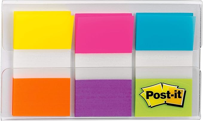Post-it Flags, 60/On-The-Go Dispenser, .94 in Wide, Alternating Electric Glow Collection (680-EG-ALT) (Pack of 2)
