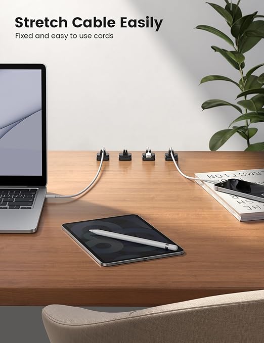 Lamicall Cable Clips, Cord Organizer - [Two Pack] Adjustable Hole Cord Clips Management, Adhesive Wire Organizer USB Cable Holder, Charging Power Cord Keeper Catcher for Desk