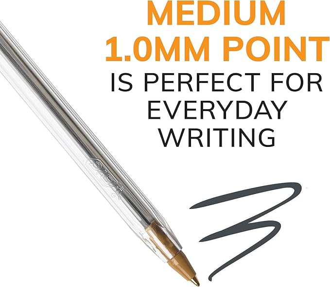 BIC Cristal Xtra Smooth Black Ballpoint Pens, Medium Point (1.0mm), 24-Count Pack, Extra Smooth and Reliable Ballpoint Pens